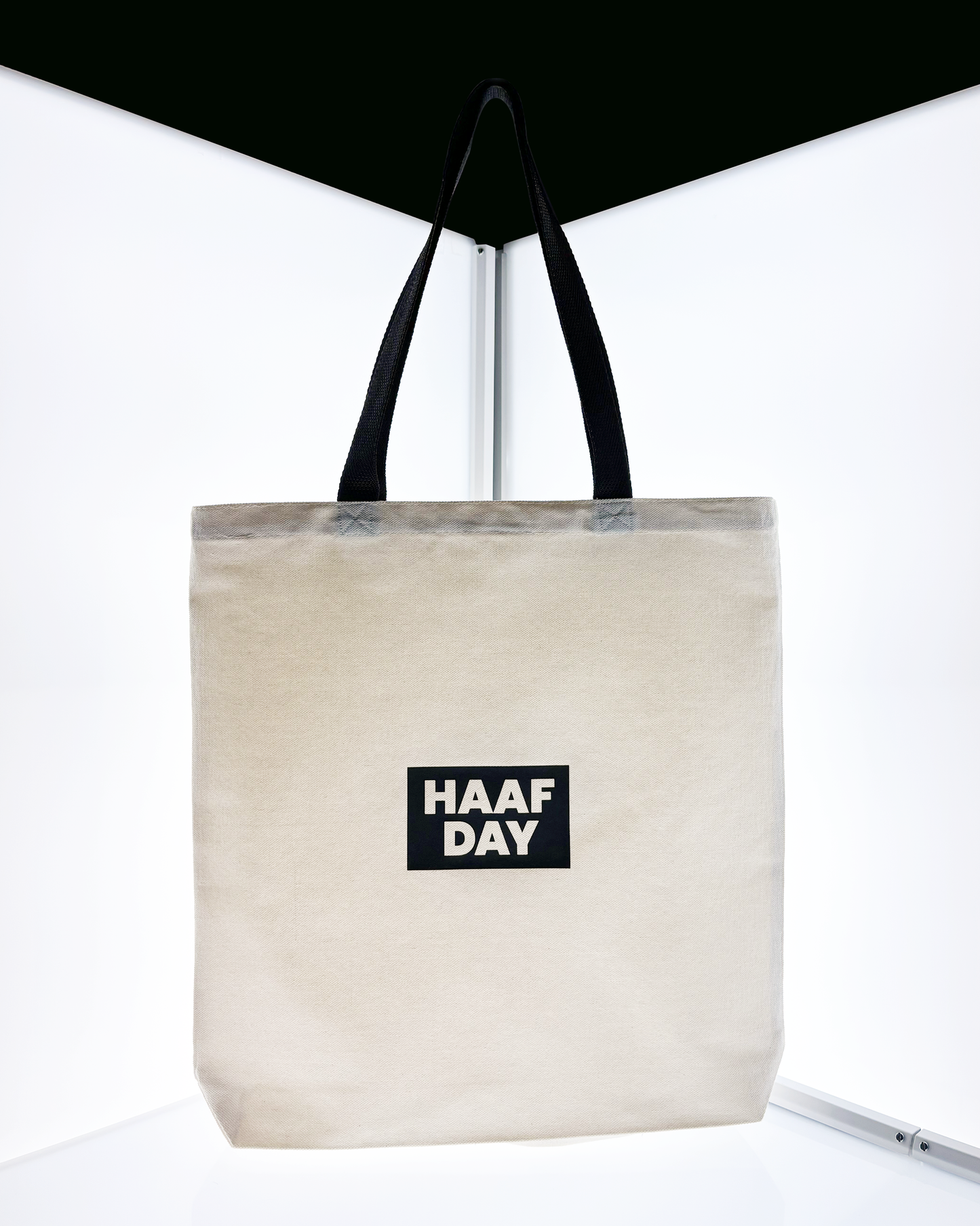 Black logo canvas tote