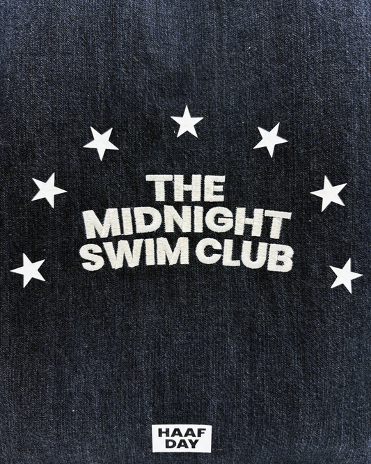 THE MIDNIGHT SWIM CLUB denim tote