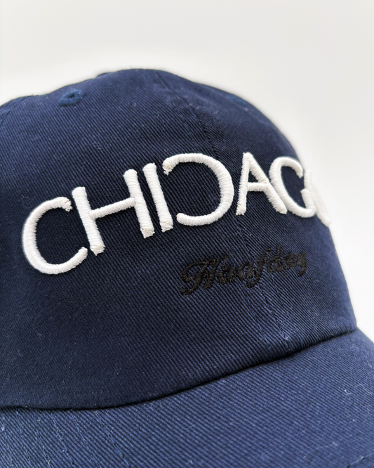 Reversed C CHICAGO dad hat navy